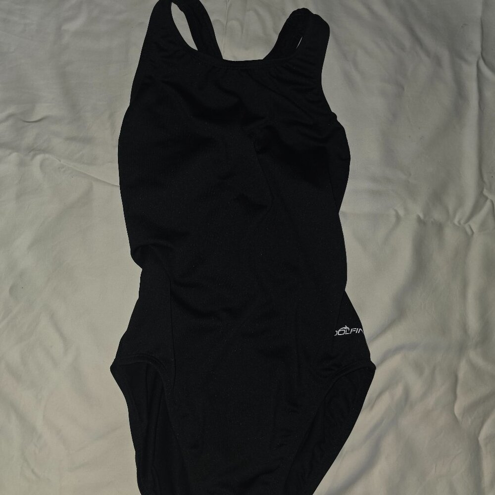 Dolfin Solid Wide Strap One Piece Swimsuit Black size 32 XS